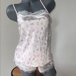 Victoria’s Secret Silk-Feel Floral Lace Cami & Short Sleep Set - Pink Floral XS